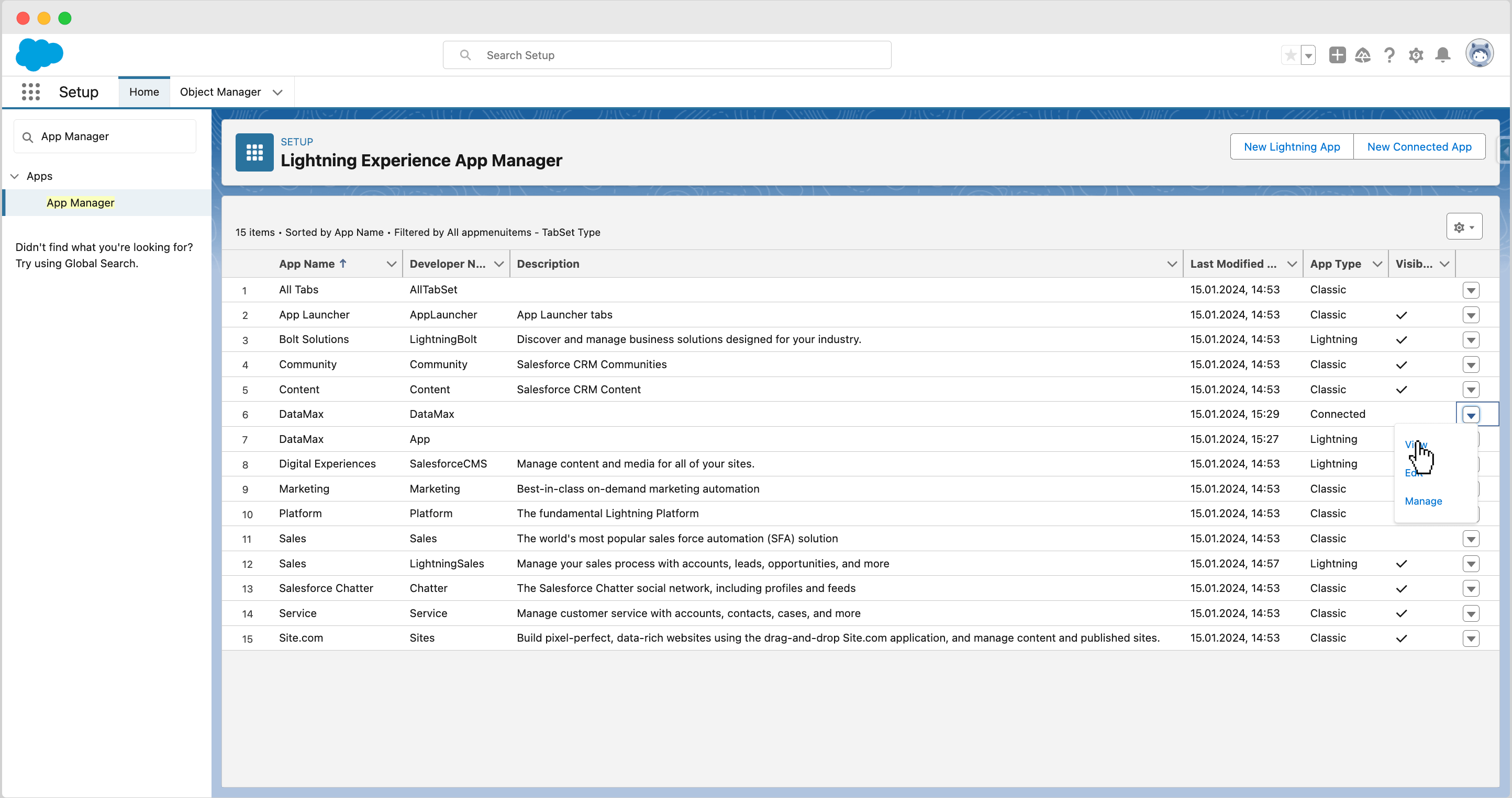 Salesforce App Manager